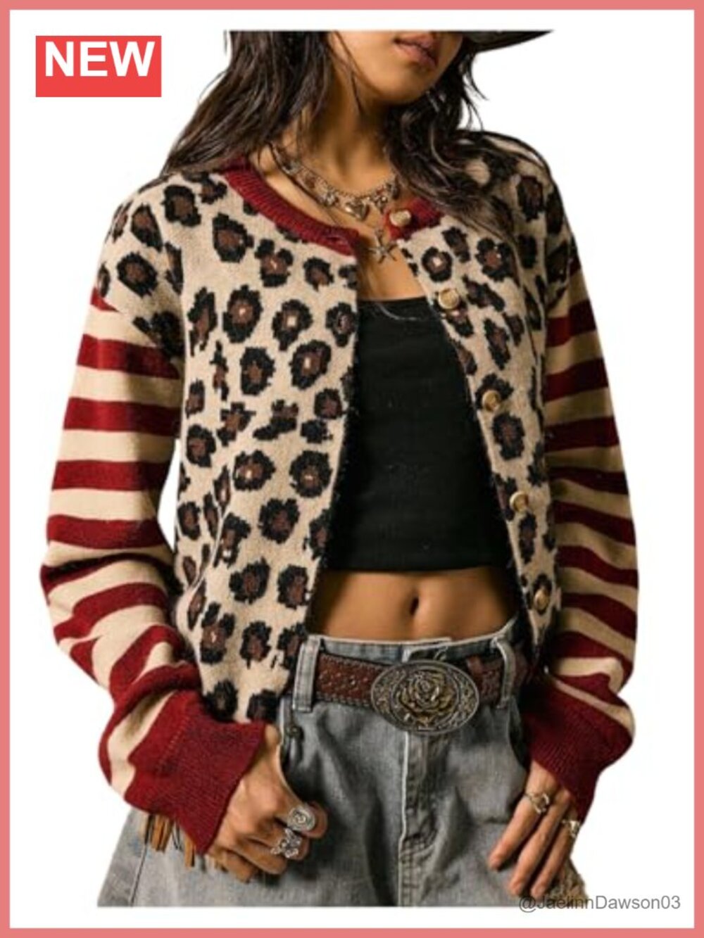 Leopard Print Button Down Knit Cardigan Sweater